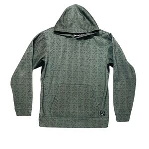 Airblaster Landform Series Hoodie Mens Large Olive Green Doodle Print Fleece